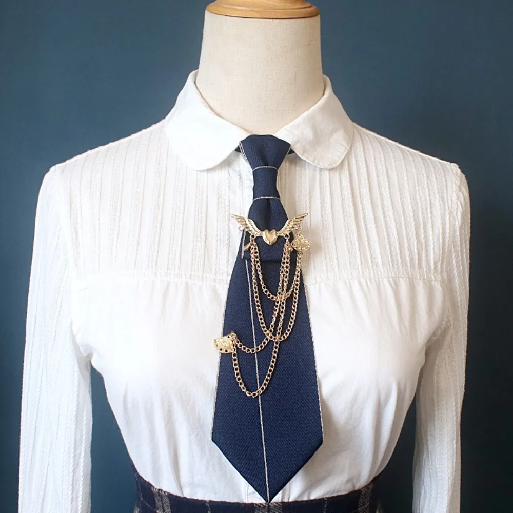 Fashion Polyester JK Collar Pin No Tie Needed Casual Chain Neck Accessory Preppy Style Neck Ornament Shirt Match