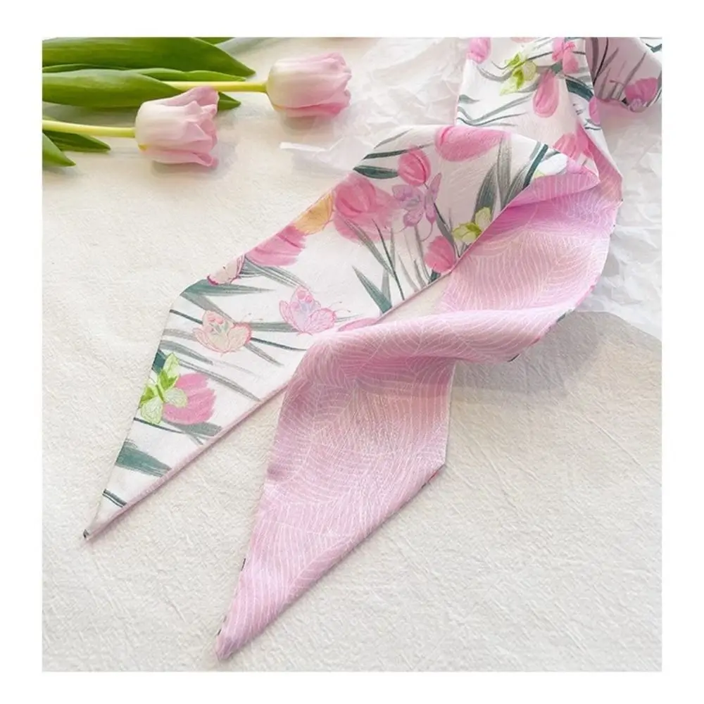 Fashion Floral Headband Oil Painting Chinese Style Hair Ribbon Scarf Ribbon Neck Tie