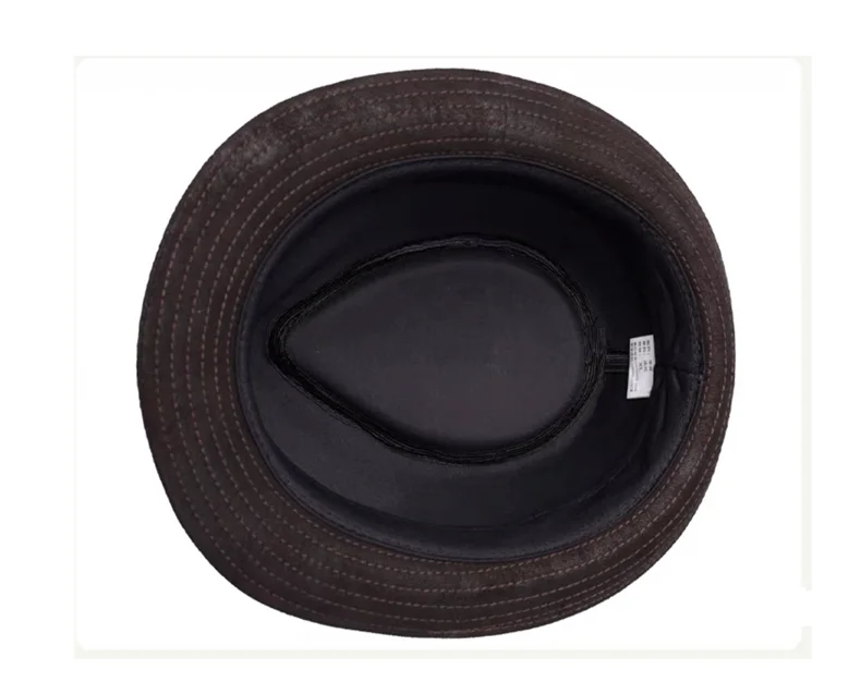New 2024 Man High Quality Genuine Leather Formal Hat Jazz Gentleman Goat Skin Suede Short Brim Black/Brown Top Hat Malee