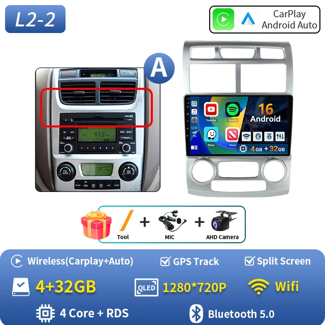 Android 16 autoradio voor Kia Sportage 2 2004 2005 2006 2007-2010 Auto Carplay GPS Multimedia Speler Stereo Navigatie Head Unit