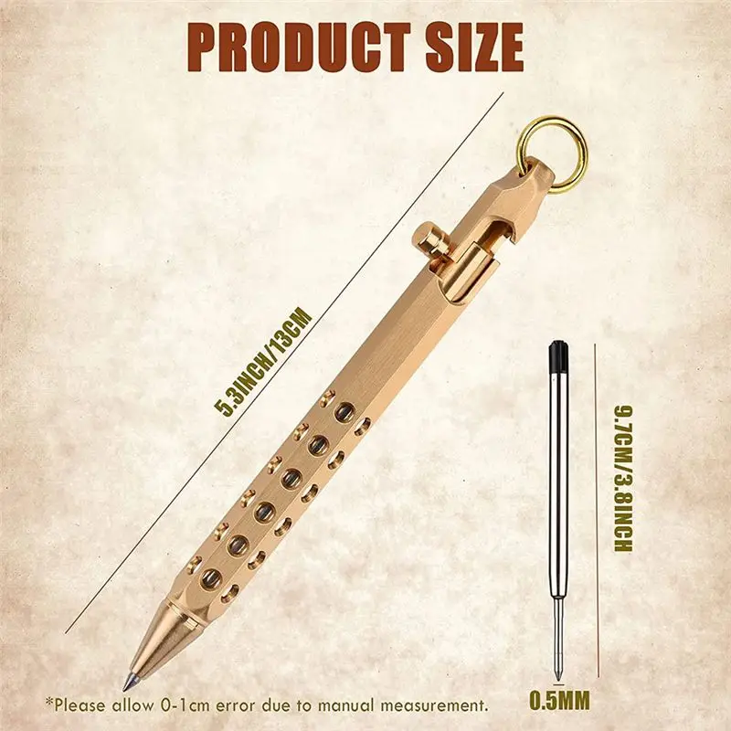 【CYBER MONDAY】Bolt Action Pen Solid Brass Pen Metal Pen with 2 Black Ink Refills,With Present Box for Graduation,Birthday(Retro
