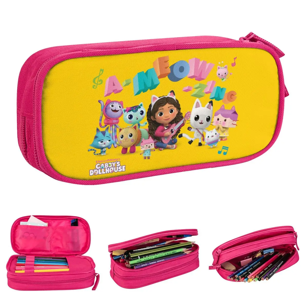 Gabby Dollhouse Pencil Cases Pen Bag Student Large Storage School Supplies Gift Pencilcases