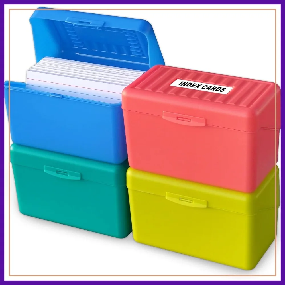 

Olivo Index Card Holder Box 3x5 Flash Note Card Storage File Organizer Case for 3"x5" Cards, 4 Colors