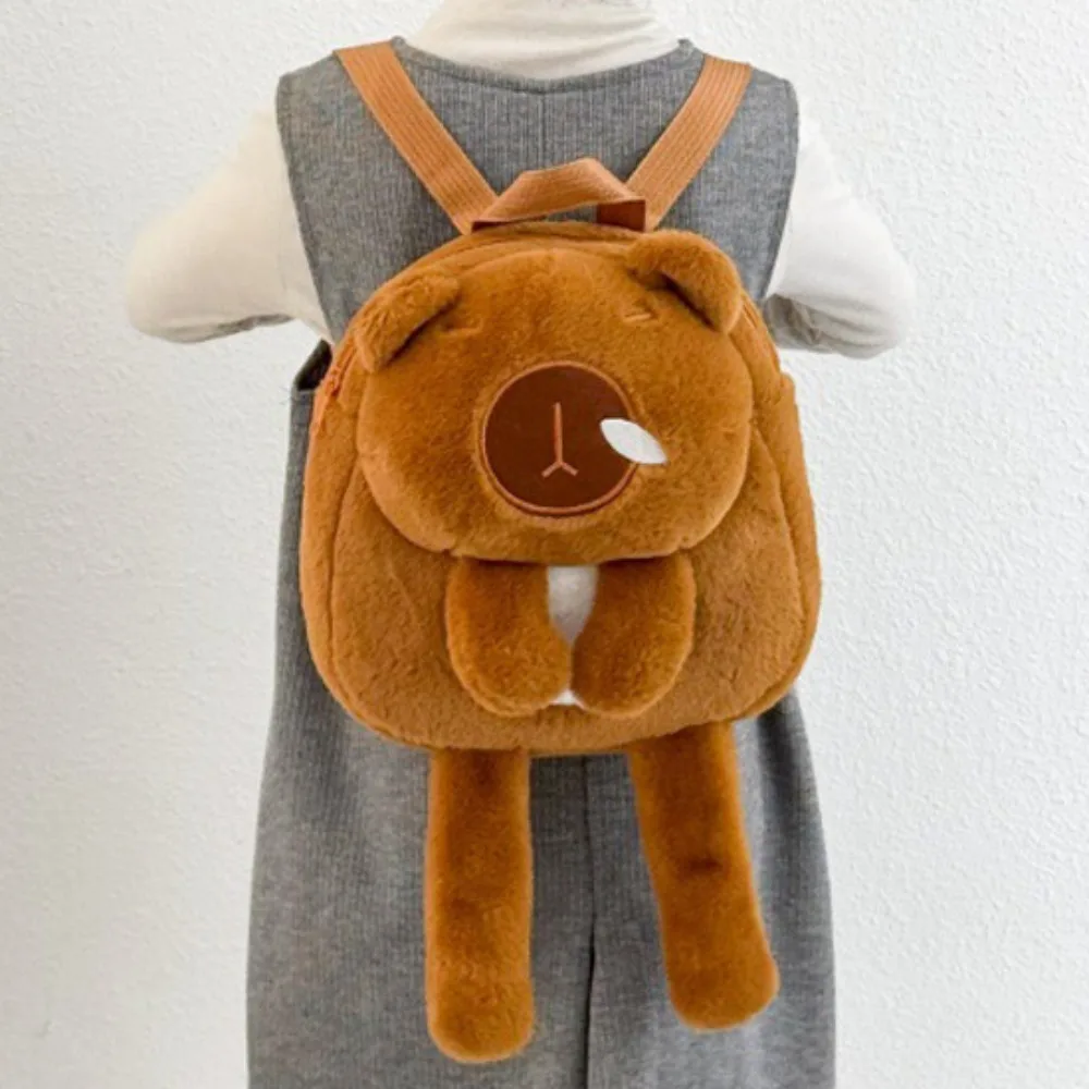 

Brown Long Leg Capybara Plush Backpack Cartoon Animal Capybara Plush Bag Cute Zipper Cute Shoulder Bag Outdoor