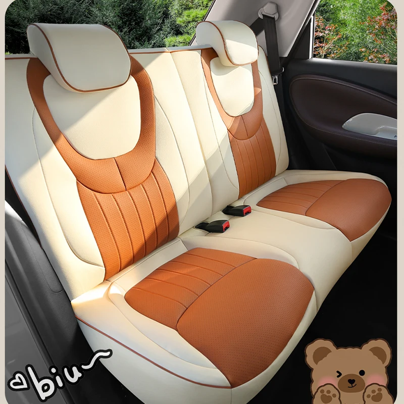 4-Seat Full Wrapped PU Leather Seat Cushion Covers Fit for Wuling Bingo Binguo EV Vehicle Seat Protection