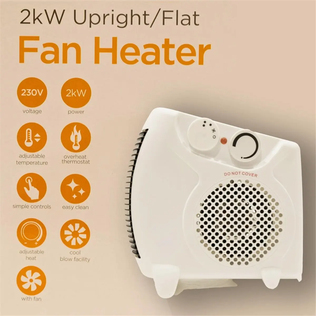 【SPECIAL OFFER】Compact 2000W Electric Space Heater with Dual Heat Settings, Adjustable Thermostat, and Overheat Protection EU Pl