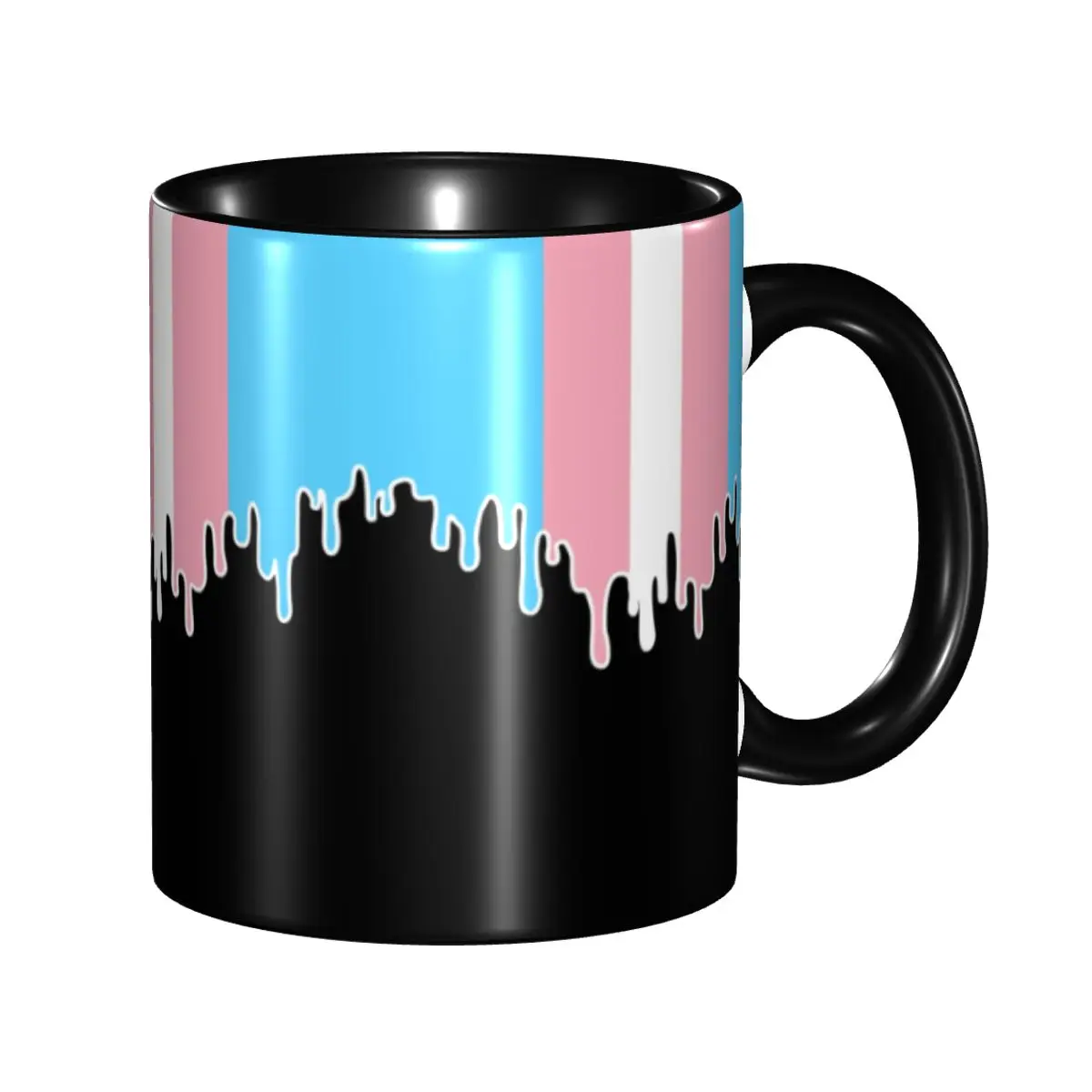 

DIY Trans Pride Flag Drip Ceramic Mugs Personalized Transgender LGBT Coffee Cup Creative Gift
