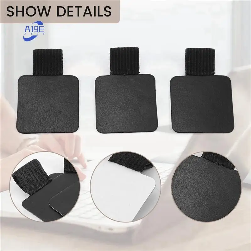 

A19E-24 Pcs Black Self-Adhesive Pen Holder With Elastic Band Loop Artificial Leather Pencil Stylus Loop Holder