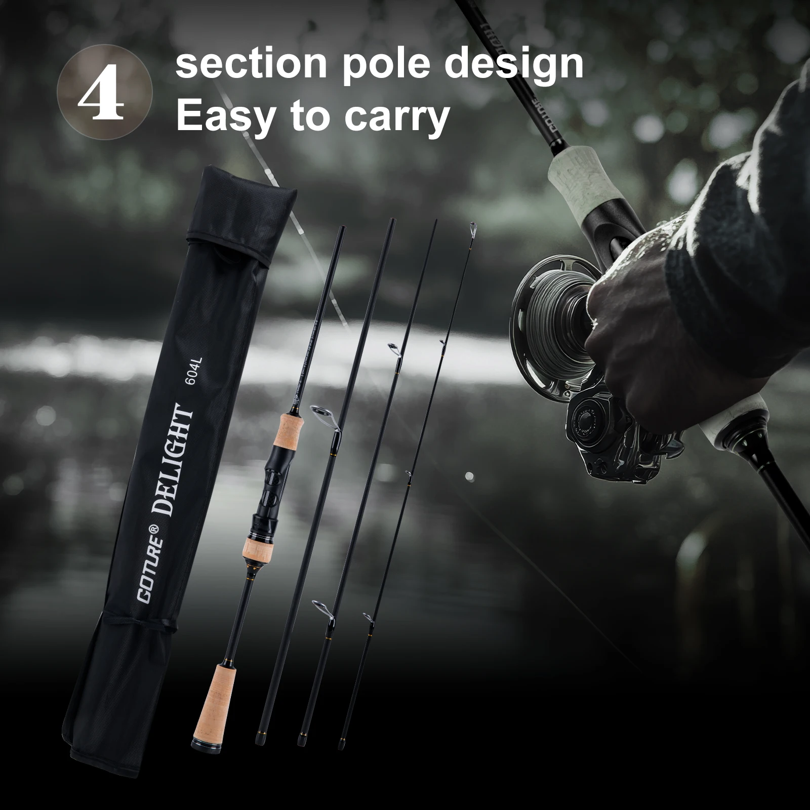 Goture 1.8m-2.2m FUJI Trout Fishing Rod Carbon Fiber Spinning Ultralight 4 Sections Lure Pole M/MF Action Saltwater Seawater image 3