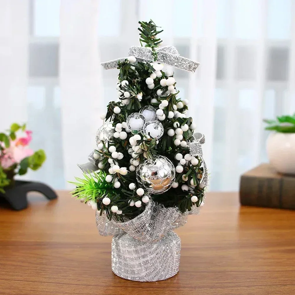 Mini Tree Christmas Tree For Home 1pc 20cm Festival Supplies Miniature Navidad Santa Claus Tabletop Decoration