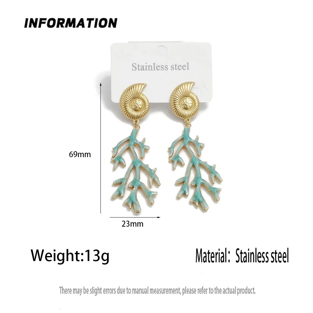 أقراط عصرية من الفولاذ المقاوم للصدأ على شكل صدفة مرجانية على شكل نجم البحر، أقراط معدنية ثقيلة مقاومة للماء وغير قابلة للتلاشي، هدايا حفلات الزفاف