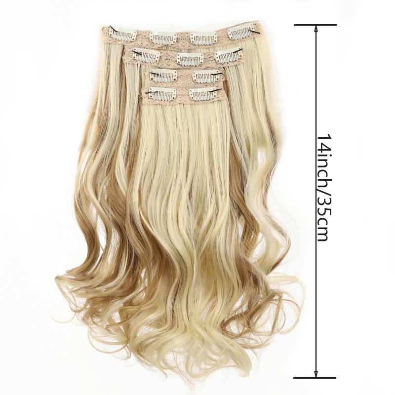 Wig piece wig women's four piece set large wave clip hair synthetic hair extensions
