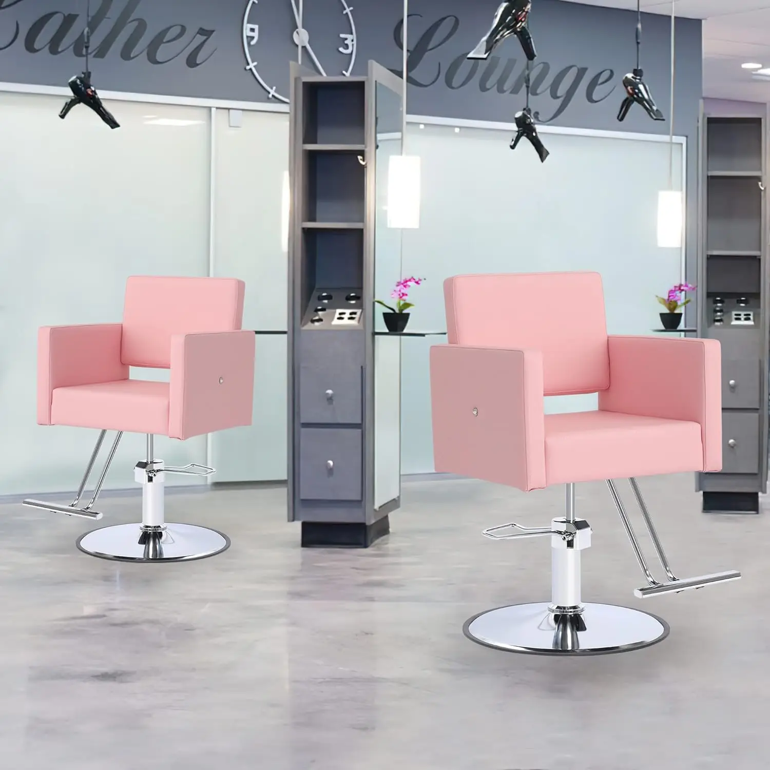 Chair Salon Chair for Hair Stylist, Height Adjustable Hydraulic Hair Reclining Salon Chair, 360 Degrees Rotation, Multi-F