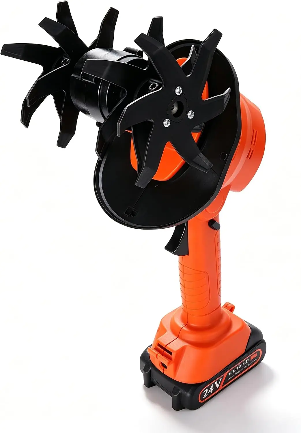 Handheld 24V Cordless Electric Garden Tiller with 2 Rechargeable Batteries, Mini Battery-Powered Hand Cultivator for Soil Aeration, Weeding & Lawn Trenching, Hand Tillers for Gardening