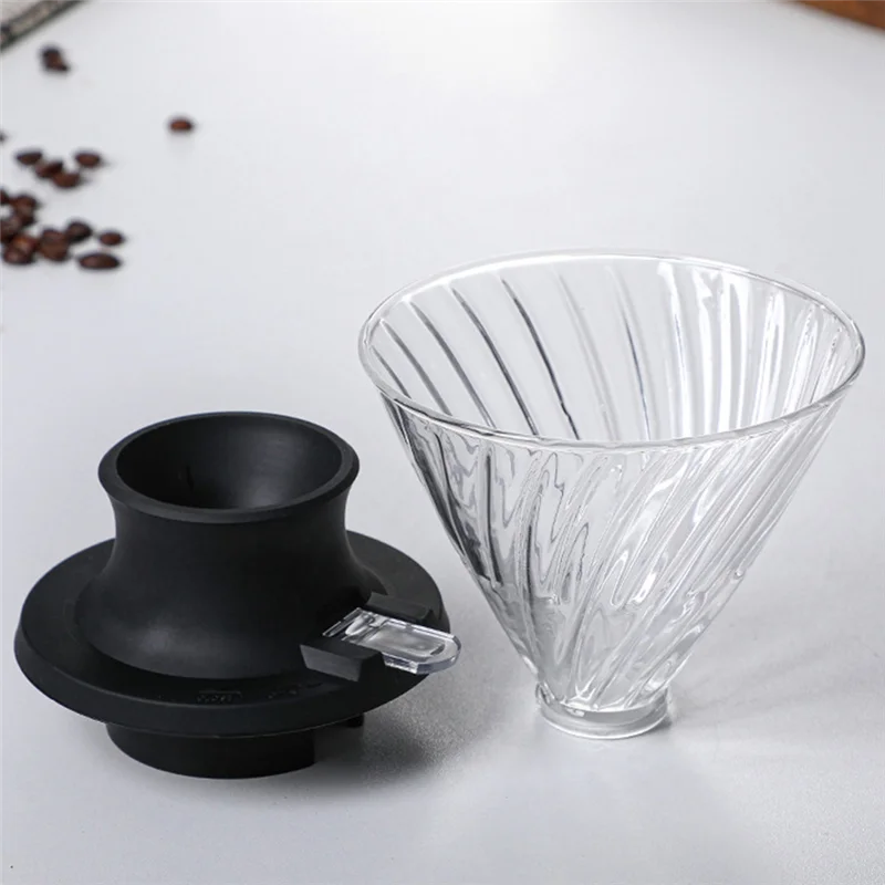 600ML Immersion Dripper Switch Glass for V60 Pour over Coffee Maker V Shape Drip Coffee Dripper and Filters Transparent