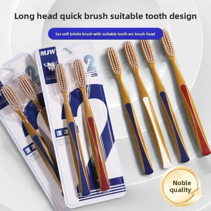 Long Head Toothbrush 2-pack Soft U-shaped Big Head Toothbrush Adult Soft Hair Widening and Extended Wide Head Toothbrush