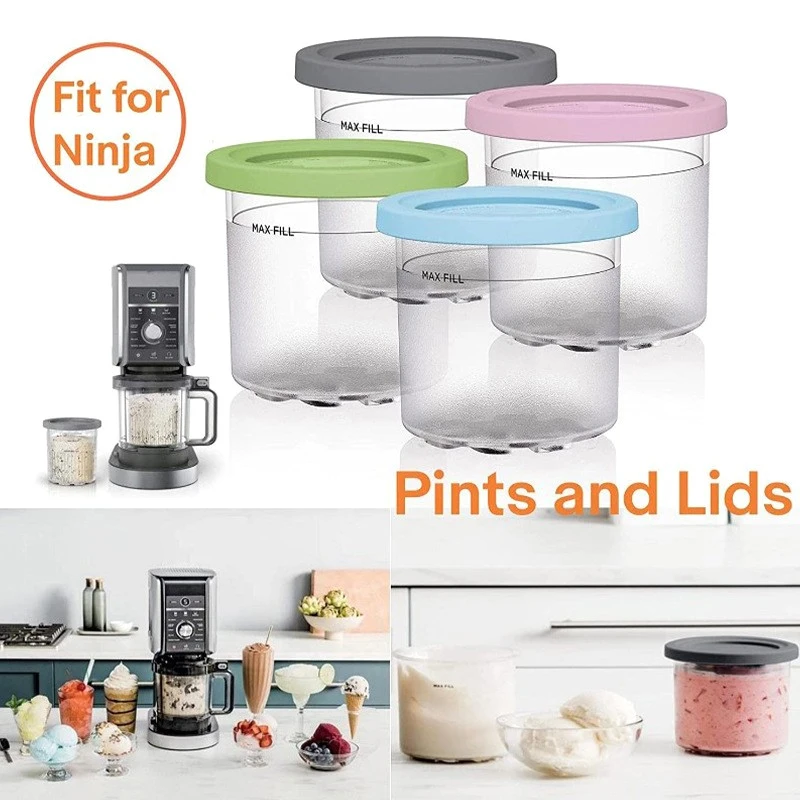 

Ice Cream Pints Cup For Ninja Creamie Ice Cream Maker Cups Reusable Can Store Ice Cream Pints Containers With Sealing