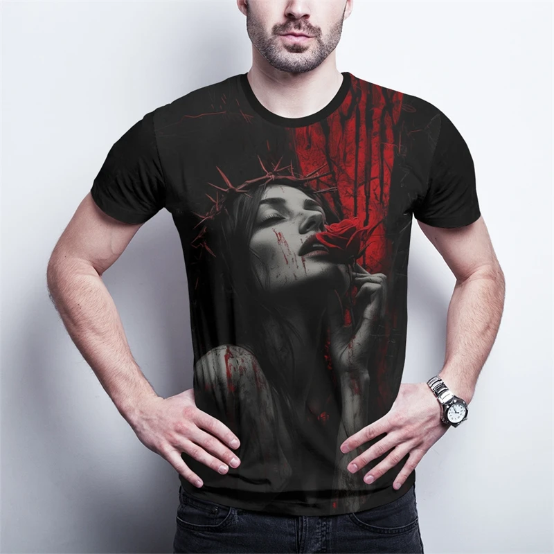 

Trendy Crown Of Thorns Graphic T Shirts For Men Summer Fashion Hip Hop 3D Printed Streetwear T-shirts Cool Oversized Tees Tops