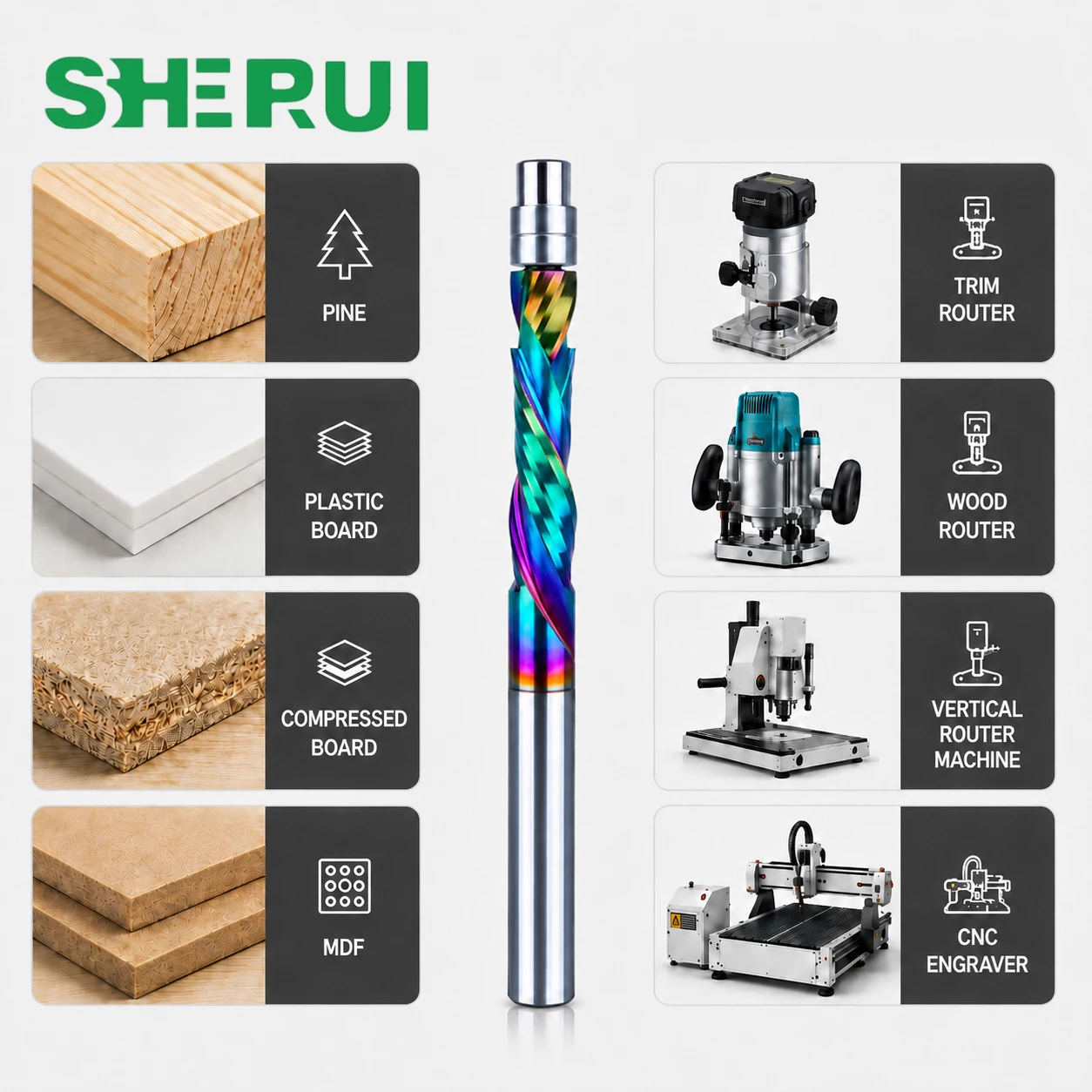 Wood Surface Trimming Router Bit 6mm 8mm 1/4