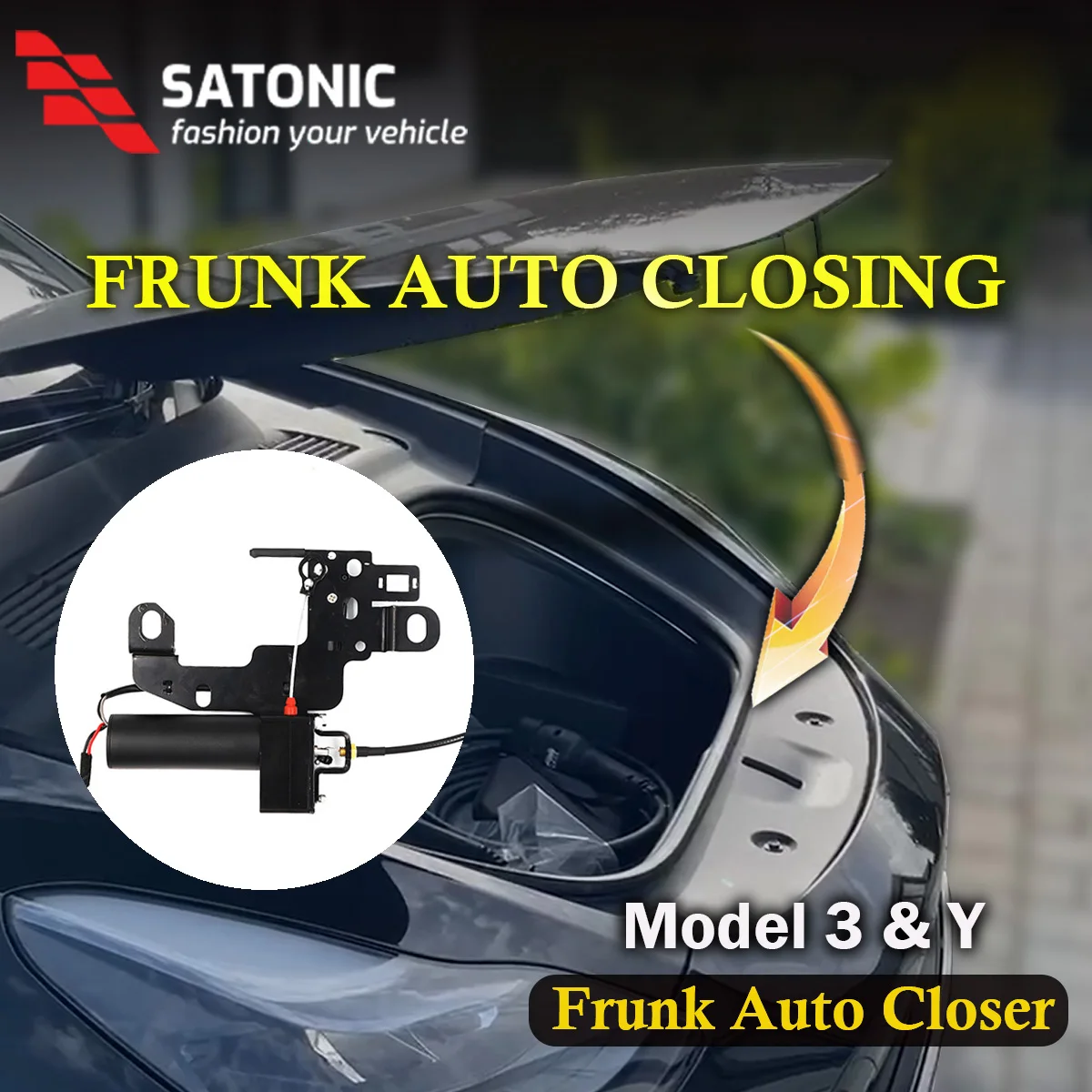 Model Y Frunk Auto Closer Smart Digital Front Tailgate Soft-closing for Tesla Model 3 Y SATONIC V1plus ( Upgraded Version )