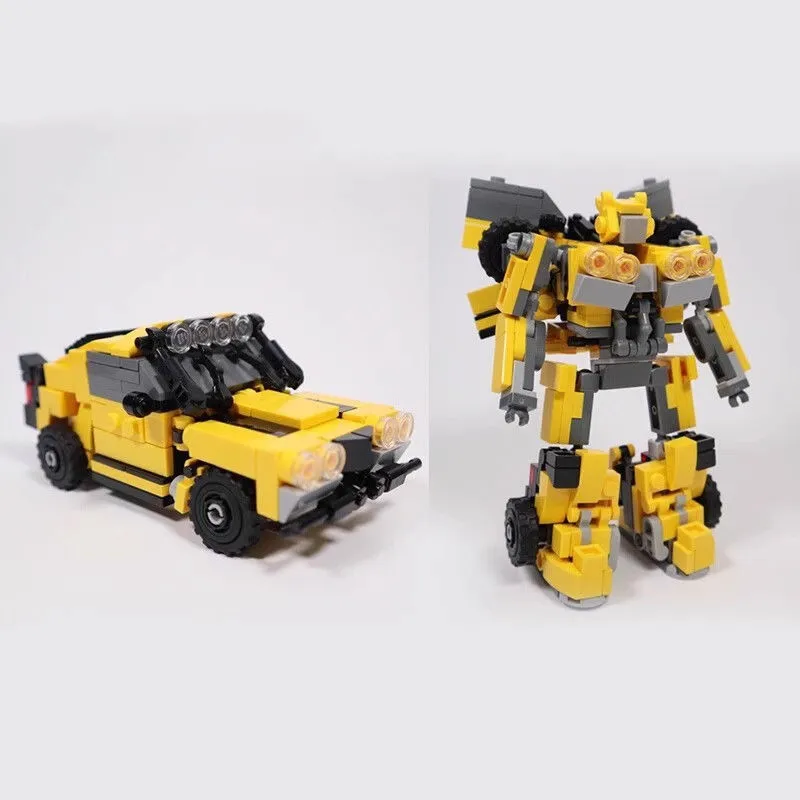 

2 changes Bricks Robot Model Bumblebees High-tech Creative Mech racing Building Blocks Children Assembly Toy Gifts for Kids Boys