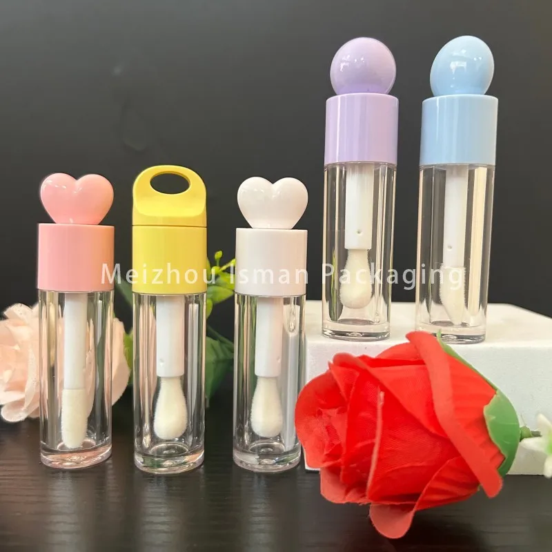 

50Pcs Empty 6ml Cute Big Doe Foot Ball Lid Purple Pink White Blue Chunky Lip Tint Bottle Lip Gloss Tubes With Keychain Hole