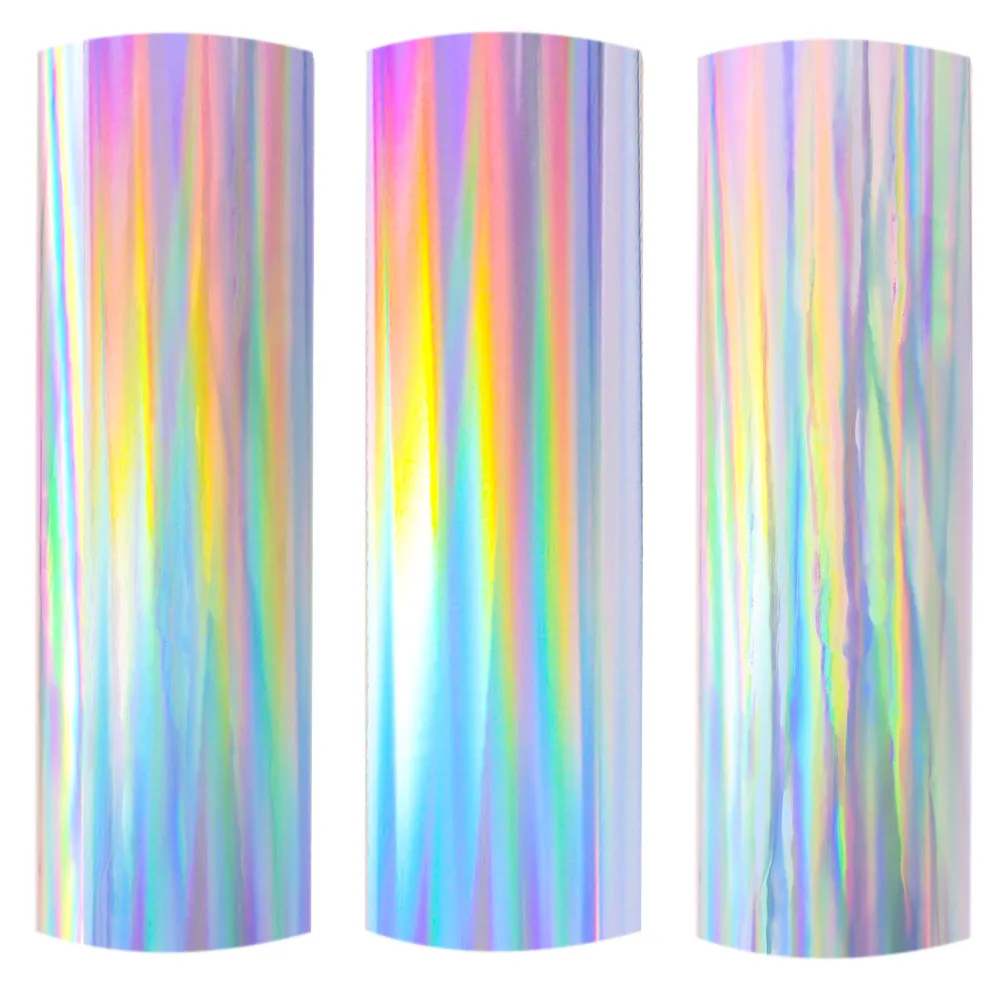 Holographic Self Adhesive Permanent Vinyl Iridescent Silver Film Craft Peel and Stick Cutting Vinyl Cup/Wall/Glass Logo Letters