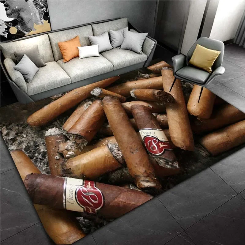 Tobacco Cigar Smoke Series Area Rug Living Room Carpet Non-slip Rugs Rugs for Bedroom Birthday Gift Bathroom Mat  Soft Play Mat