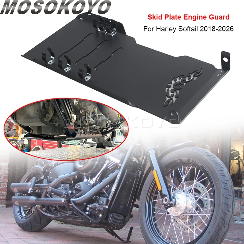 Protector de Chasis y Motor Inferior para Harley Softail M8 18-26 Fat Boy Street Bob Standard Sport Glide Slim Low Rider ST