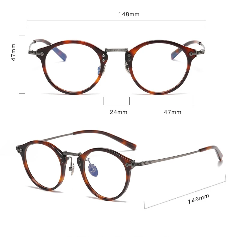 Acetate Vintage Round Business Glasses Frames Fashion For Men Women Tortoise Designer Optical Eyeglasses Reading Myopia Eyewear