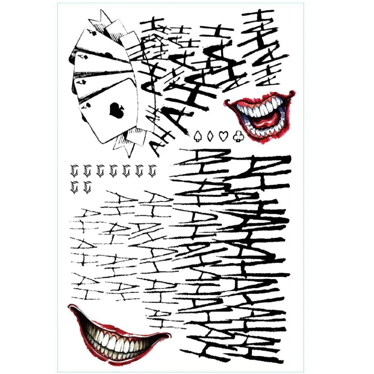 Halloween Disposable Temporary Tattoo Stickers Self-Adhesive Tattoo Stickers Clown Costume Cosplay Props Horror Party Supplies