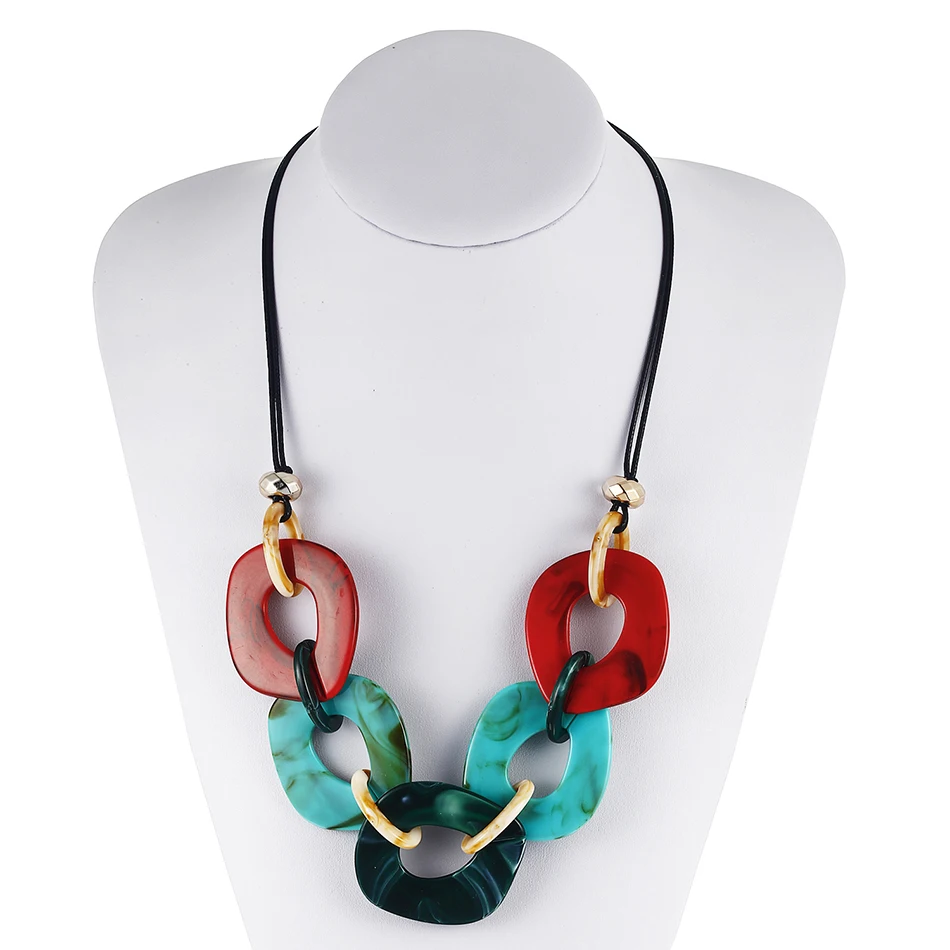 Women\'s Colorful Acrylic Necklace for Women Geometric Necklaces & Pendants Statement Necklace New Arrival Fashion Jewelry NR057