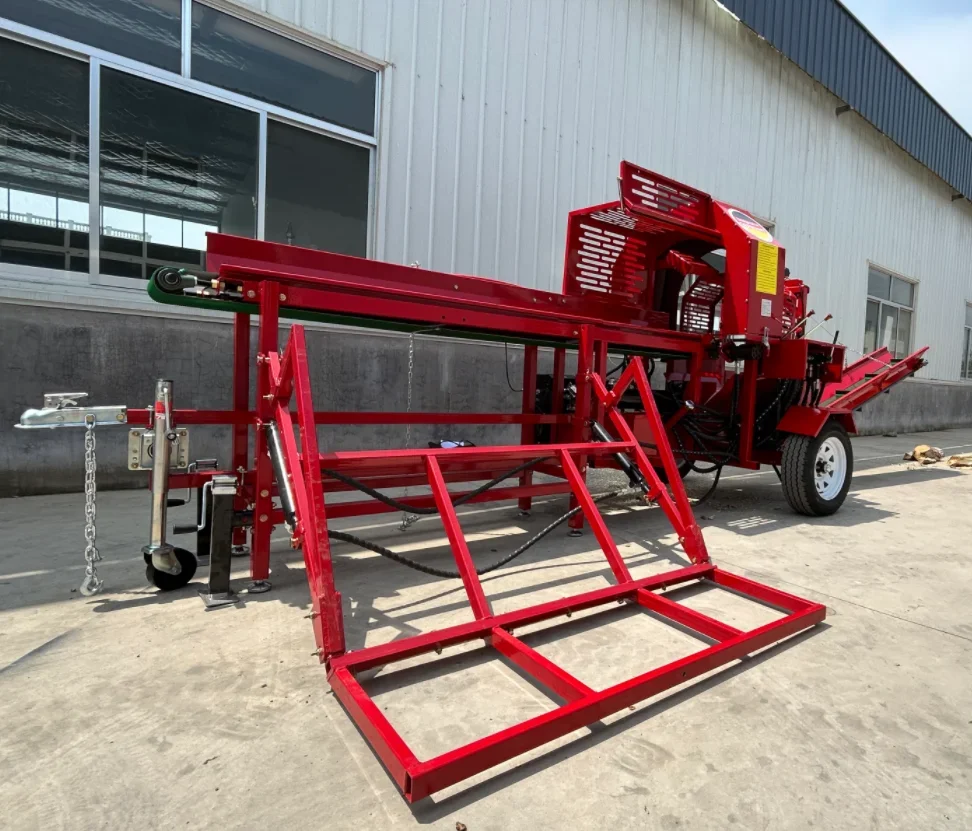 Customized 35ton Hydraulic Log Splitter Firewood Processor Forestry Machinery With Convenient Log Lifter