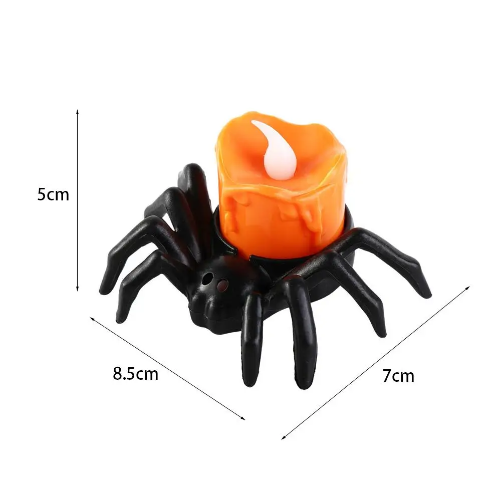 Bougie LED Araignée Brillante pour Halloween, Petite Veilleuse, Citrouille Araignée Noire, Électronique