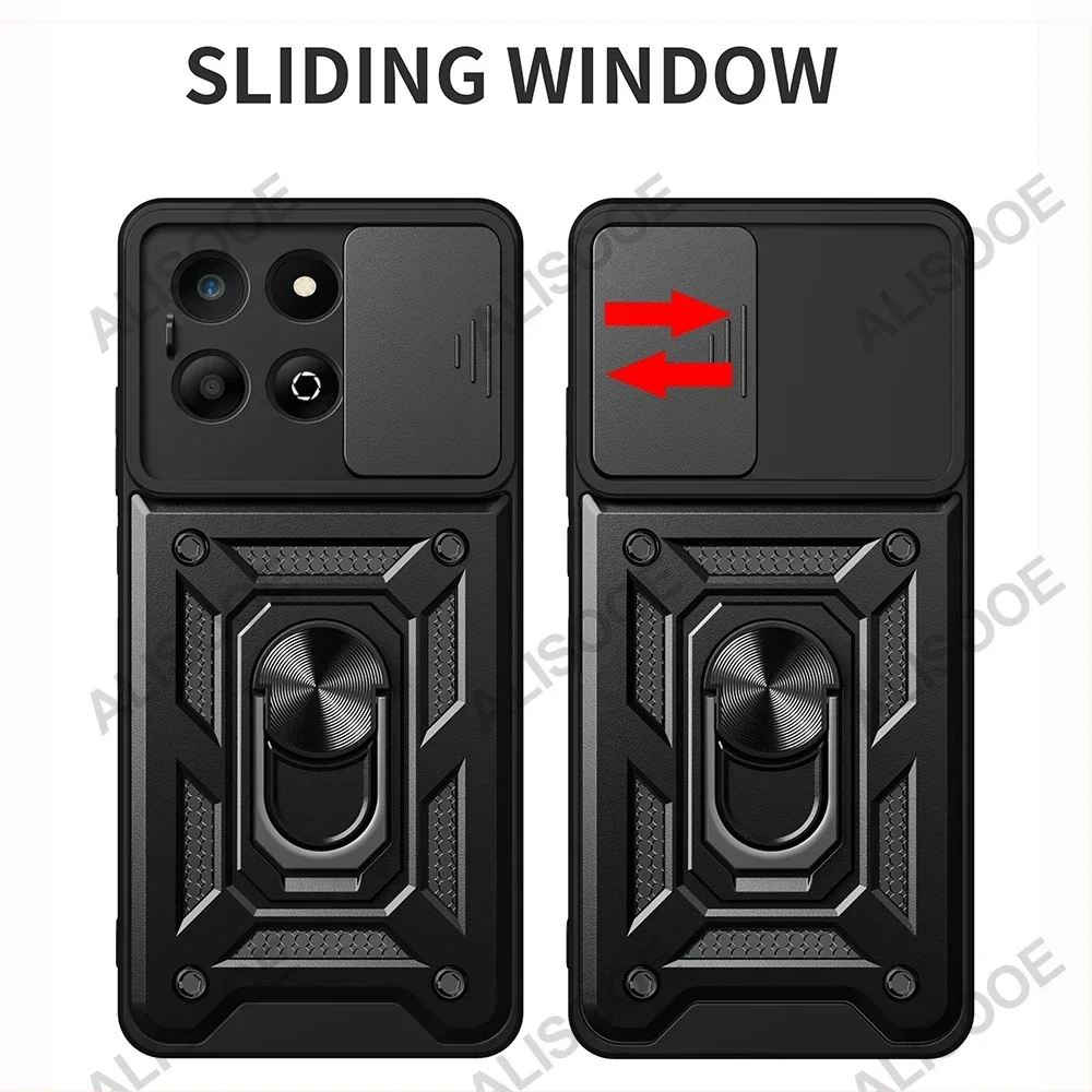 Funda for Honor X8D X8C X7C 4G Case Slide Camera Lens Ring Stand Holder Shockproof Phone Cover for Honor X7C Capa