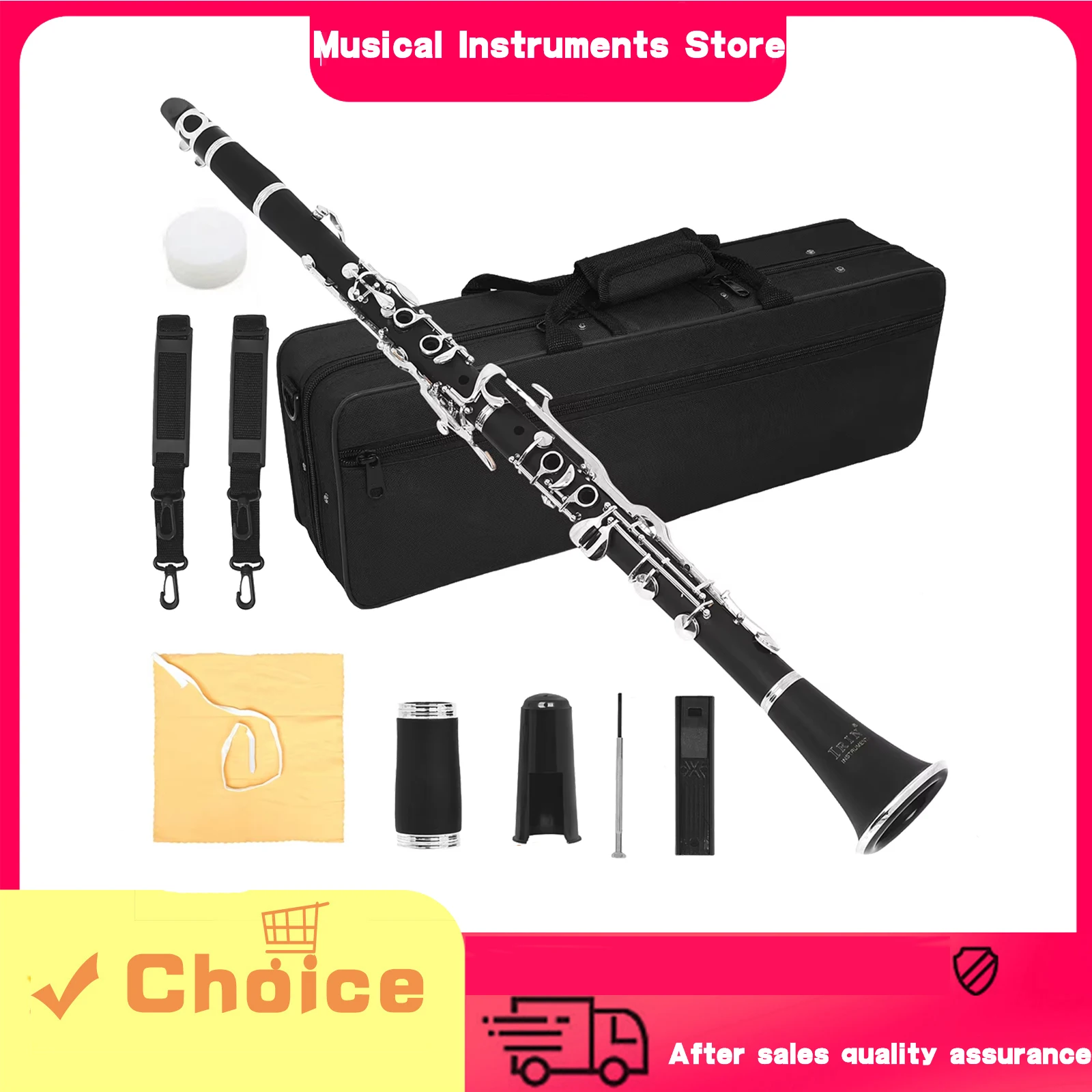 IRIN Clarinet Key of G 17 keys Bakelite Body German Clarinet Double Regulator Black Tube Woodwinds Musical Instruments Part