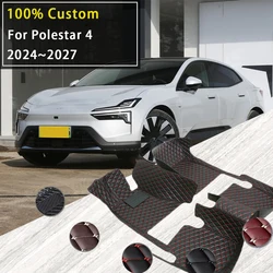 Car Floor Mats For Polestar 4 2024 2025 2026 2027 Leather Luxury Mat Rugs Carpet Full Set Auto Interior Part Accessories