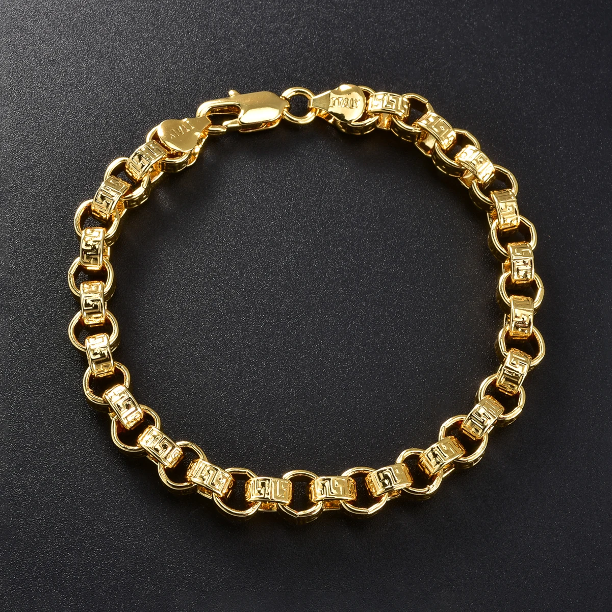 Men Byzantine Box Link Bracelet 750 Italy Stamp Unisex Bangle Hip Hop Vintage Metal Wrist Jewelry Accessories Daily Party Gift