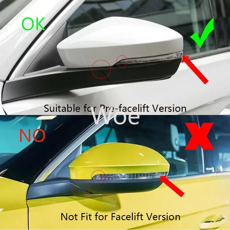 Woe Car Rear Heated  Mirror Glass Cover Shell Cap Frame Turn Signal Light for VW T-Roc T-cross 2018-2021