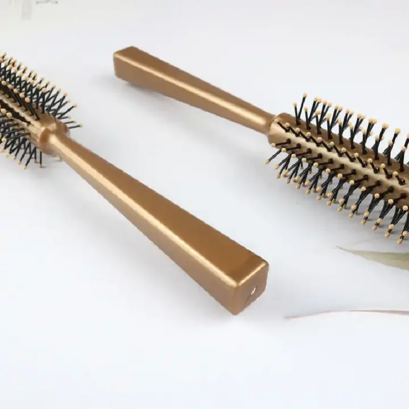 Manufacturers provide cylinder curly hair styling rolling comb gold high-quality nylon tooth massage comb dry and wet dual use h