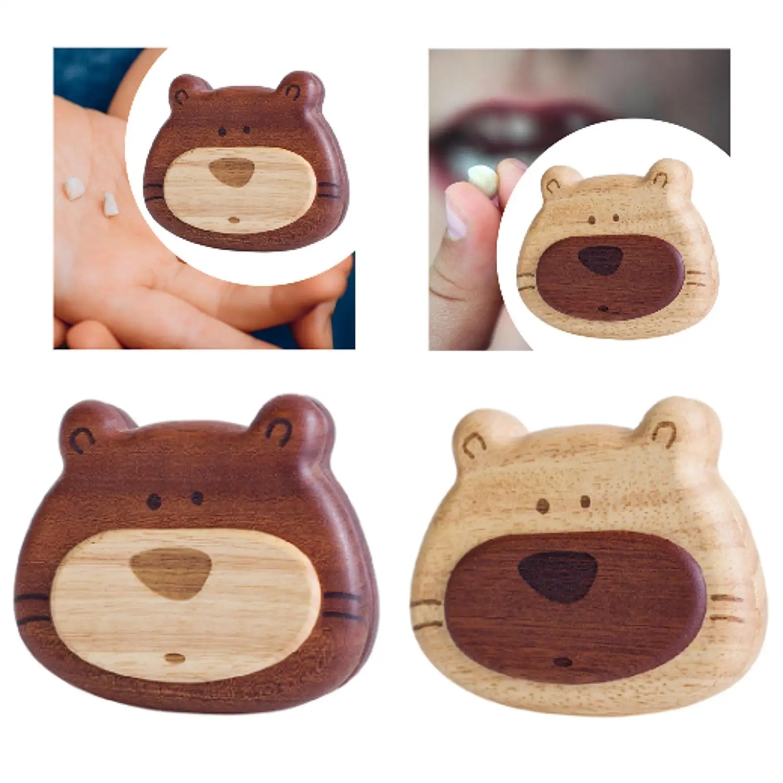 Baby Tooth Box Fetal Hair Case Organizer Wooden Tooth Storage Box Infant