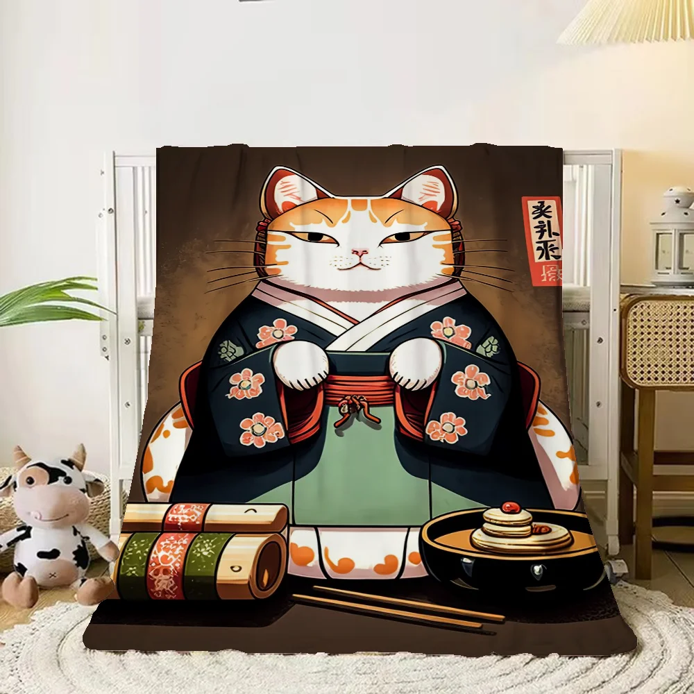 Sushi Cat Thick Blankets for Winter Blanket Home and Decoration Throw Blanket Oversized 200x300 Arcteryx Knitted Plaid Knee Nap