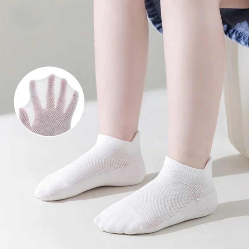 5Pairs/lot Baby Socks For Newborn Girls Boys 1-12 Years Summer Thin Children\'s Cotton Mesh Solid White Toddler Infant Sock 2024