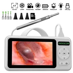 Visual Ear Cleaner Camera 4.5 Inches Screen HD1080P 3.9MM Lens Otoscope Ear Wax Removal Tool USB Cable 6 LEDs with 32GB TF Card