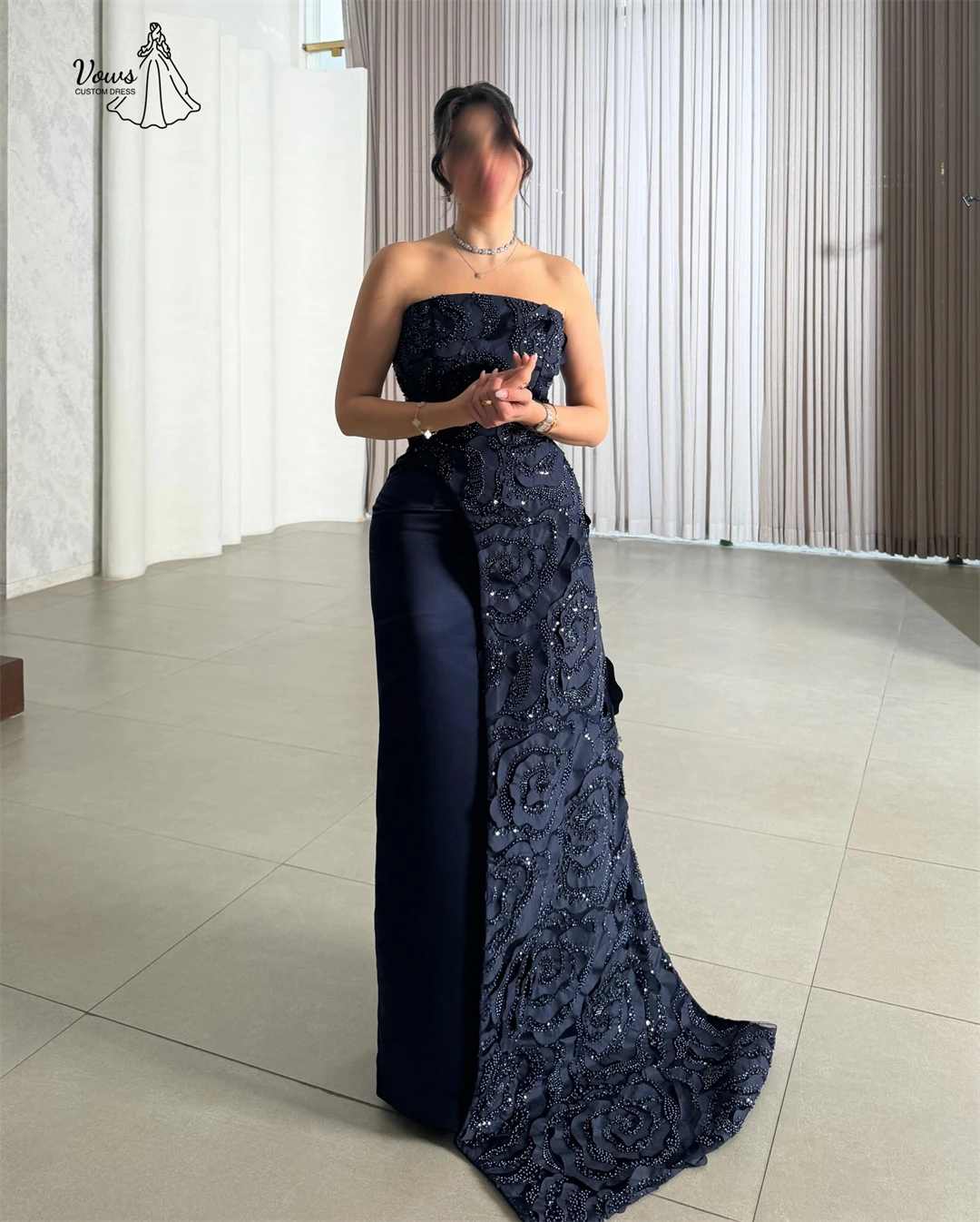 Vows Abiti neri su misura Abiti da festa eleganti da donna 2025 con spalle scoperte Abito da sera di lusso Dubai Abito da donna per invitati al matrimonio