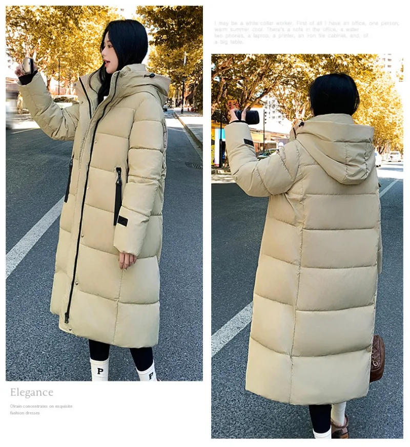 2026 Fashion Down Winter Cotton-padded Jacket Men Women Couple Clothes Long Parkas Thicken Warm Tops Hooded Overcoat Loose Coats