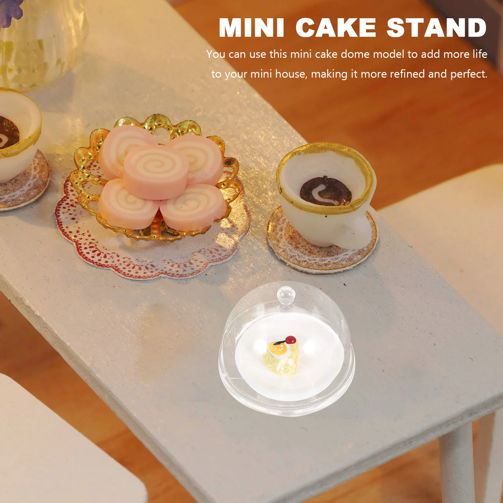 10 Pcs Mini Cake Holder Cupcake Container Stand House Accessory Transparent Tiny Dome Pan