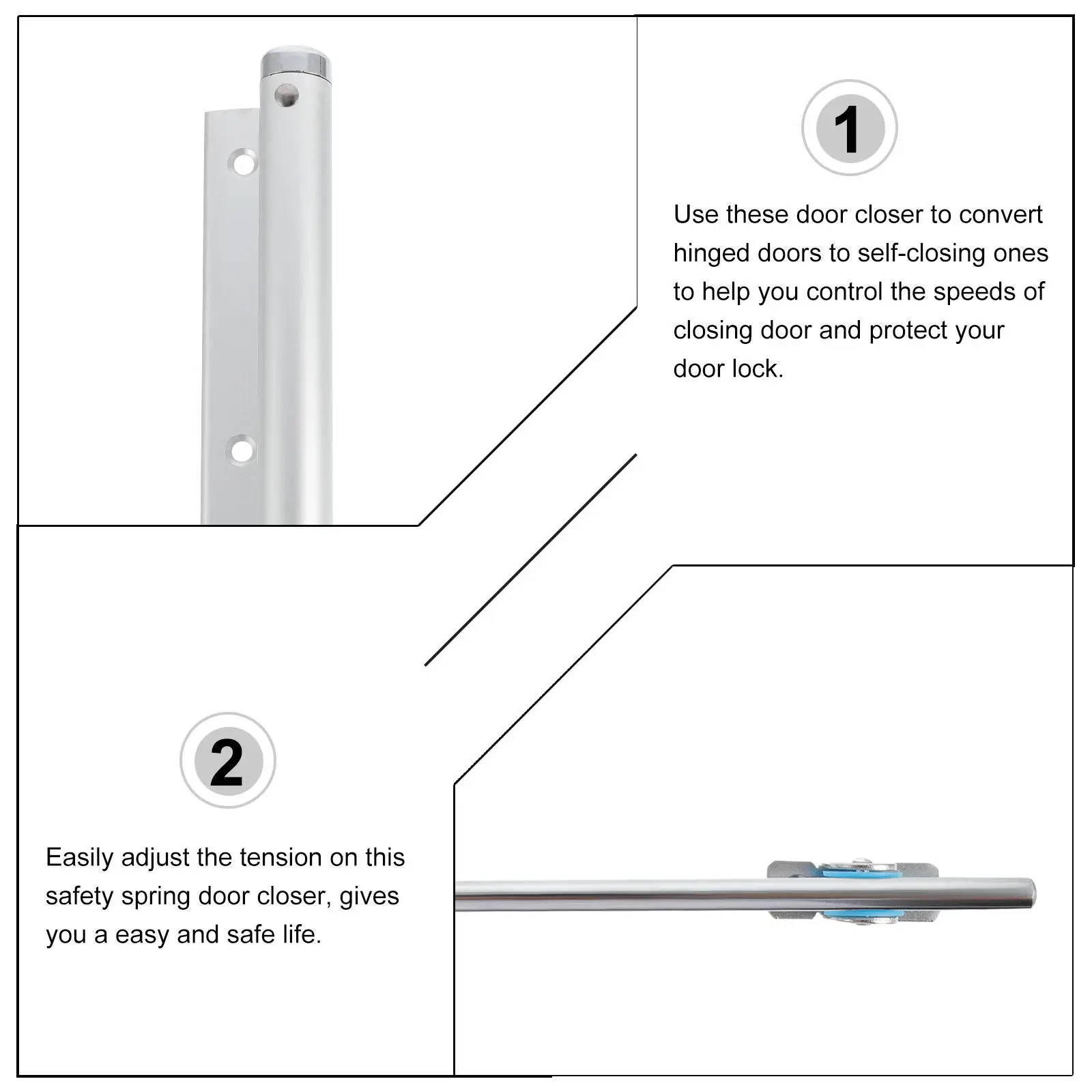 1Pcs Hydraulic Door Closer Heavy Duty Self Closing for Commercial Offices Hospitals Schools Adjustable Spring Door Closer Buffer