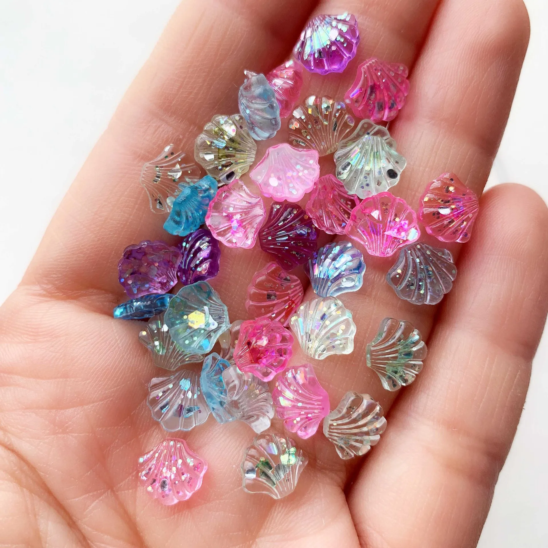 50pcs Kawaii Delicate 3D Shell Jellyfish ResinNail Charms Shiny Nail Art Decoration Exquisite Nail Beauty Nail Charm Accessories