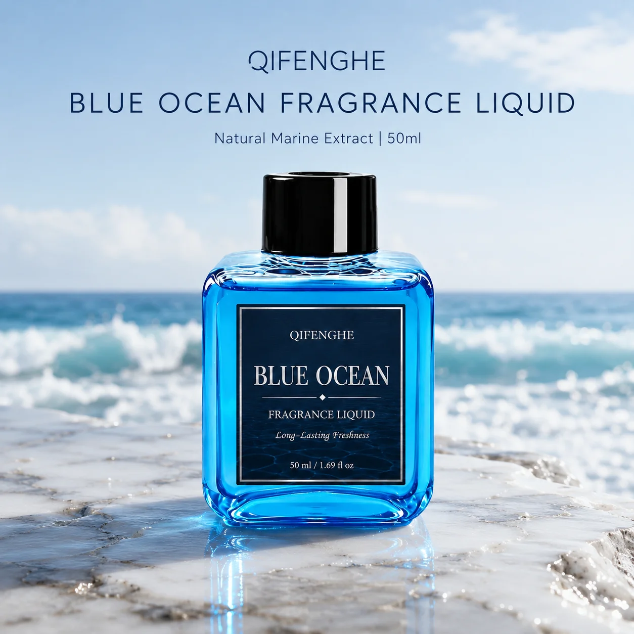 Blue Ocean Fragrance Liquid 50ml Long Lasting Car Air Freshener Home Aroma Diffuser Oil Odor Remover for Bathroom Office Closet